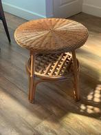 Vintage Rond Rotan Bijzettafeltje - Prachtig Design, Overige materialen, Minder dan 55 cm, Gebruikt, Rond