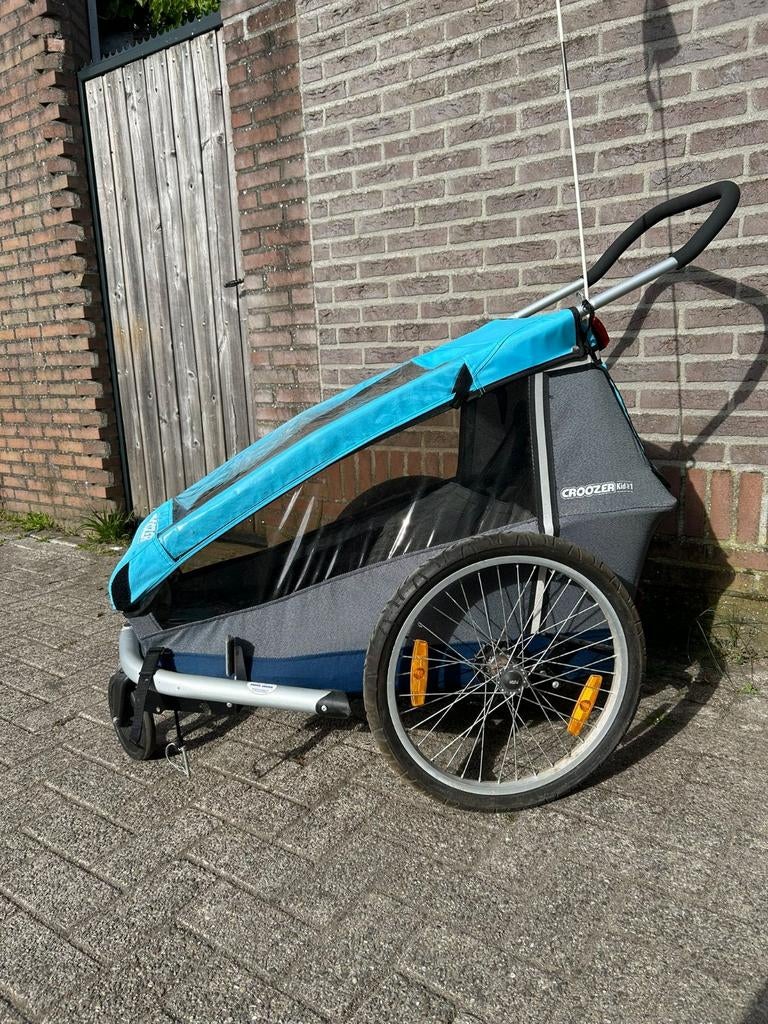 Croozer Kid 1 fietskar - Blauw/Grijs, Fietsen en Brommers, Fietsaccessoires | Aanhangers en Karren, Ophalen, Gebruikt, Kinderkar