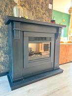 Zwarte elektrische haard met ombouw, Ophalen, Gebruikt, Vrijstaande haard, Elektrische haard