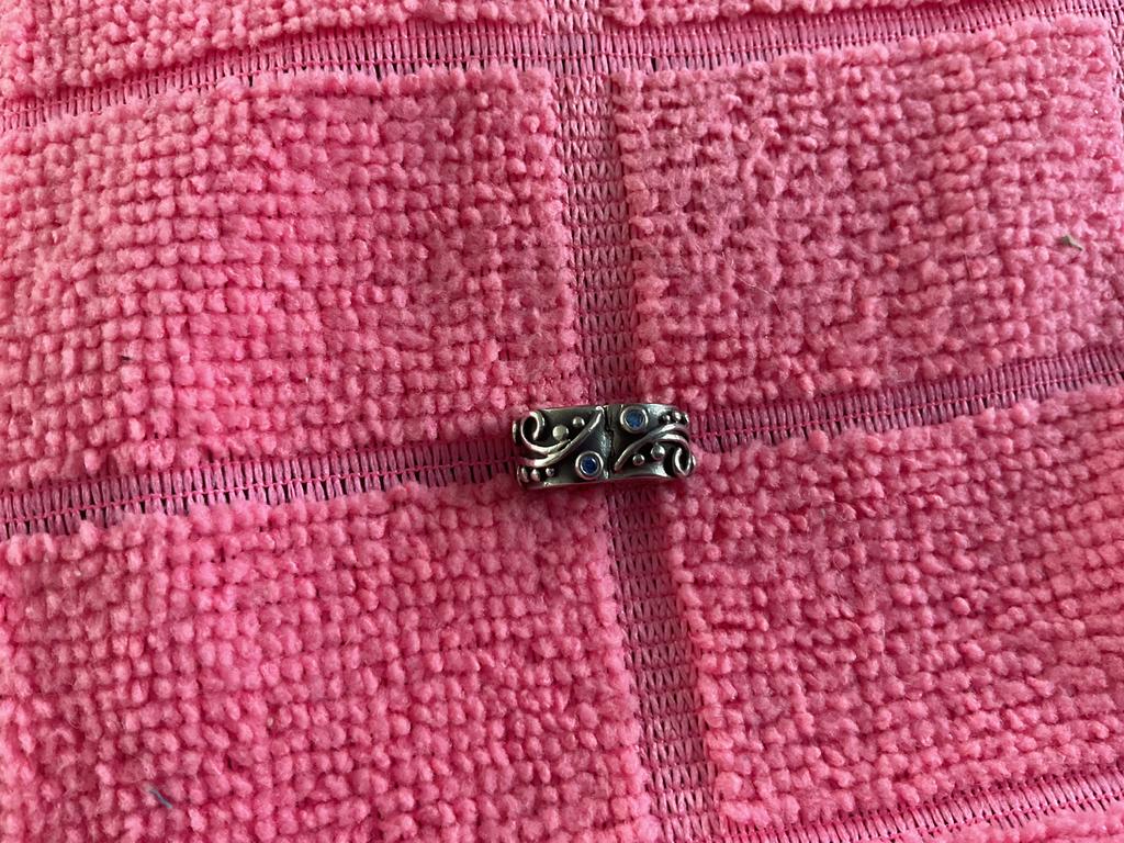 Pandora Clip/stopper met blauwe Topaas, Verzenden, Zo goed als nieuw, Zilver, Pandora