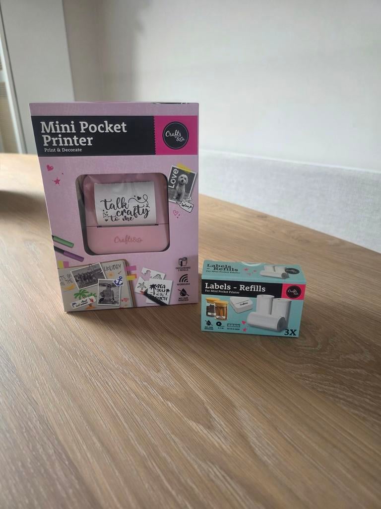 Nieuwe Roze Craft & Co Mini Pocketprinter + Labels, Computers en Software, Pocketprinters, Nieuw, Ophalen of Verzenden