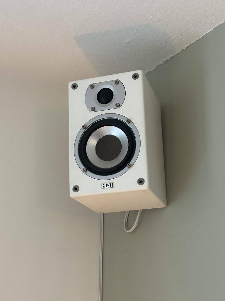 Elac BS 52.2 speakers, 4 stuks, Gebruikt, 120 watt of meer, Front, Rear of Stereo speakers, Ophalen