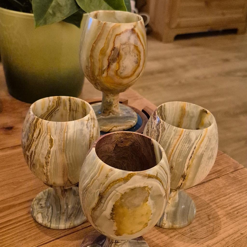 Onyx wijnglazen/kelken/Onyx eieren, Ophalen, Zo goed als nieuw