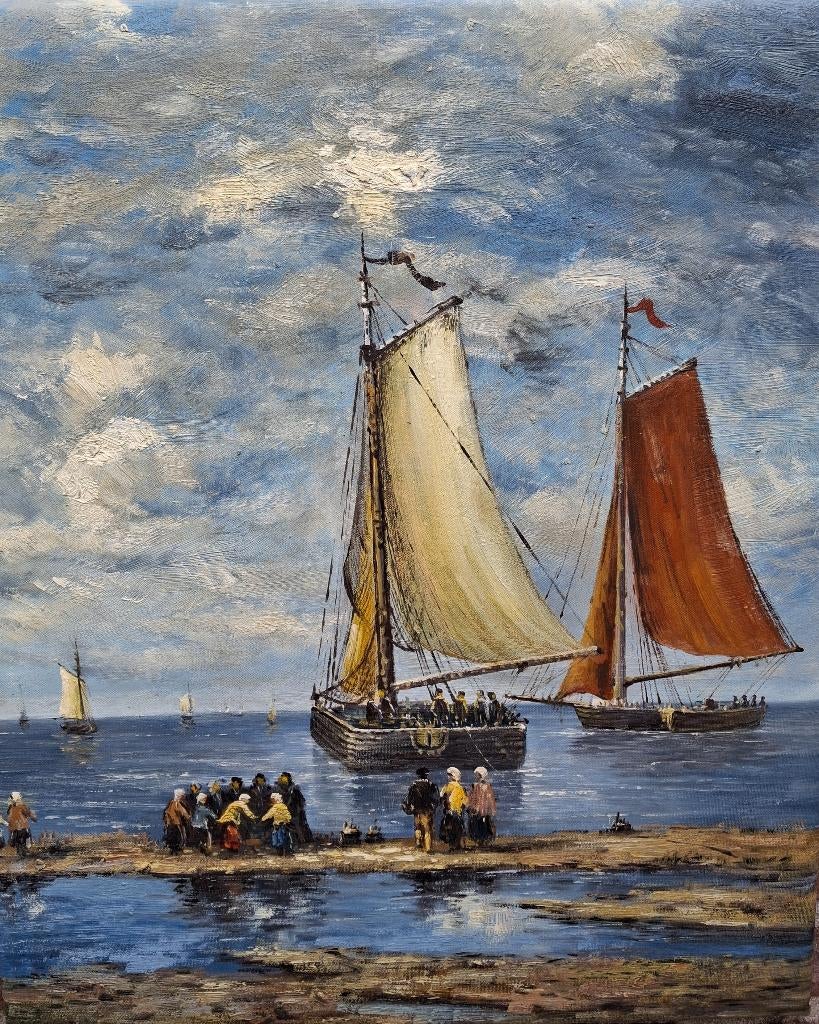 zeegezicht met schepen, Ophalen of Verzenden