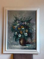 Schilderij vaas bloemen groot mid century vintage, Ophalen