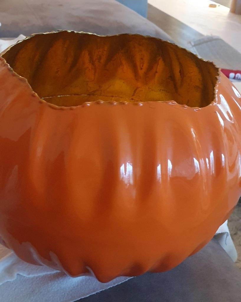 Oranje Marokkaanse Vaas - Binnen & Buiten, Aardewerk of Porselein, Oranje, Ophalen of Verzenden, Zo goed als nieuw