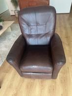 Zware leren fauteuil, Huis en Inrichting, Fauteuils, Gebruikt, Ophalen of Verzenden, 50 tot 75 cm, Leer