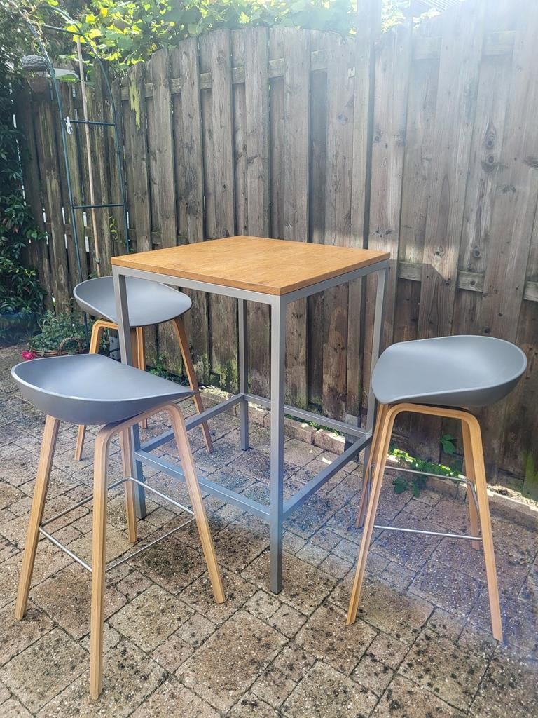 Bar/statafel met eikenhout blad, Ophalen of Verzenden, Gebruikt