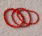3x rode armband met facetkralen nieuw., Ophalen of Verzenden, Nieuw, Rood, Elastiek