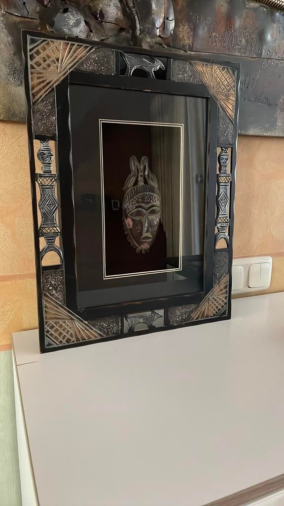 Set van 2 Afrikaanse Masker Kunstwerken in Lijst, Huis en Inrichting, Haarden, Ophalen of Verzenden, Zo goed als nieuw