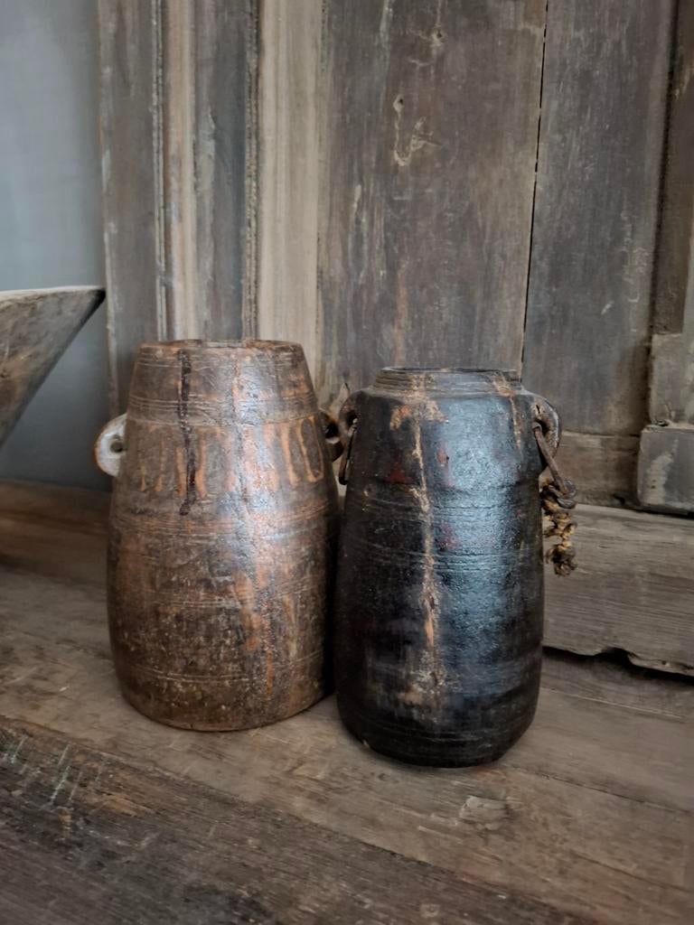 Uniek nepals kruikje met oortjes en een touwtje aan oortje, Huis en Inrichting, Woonaccessoires | Overige, Ophalen of Verzenden