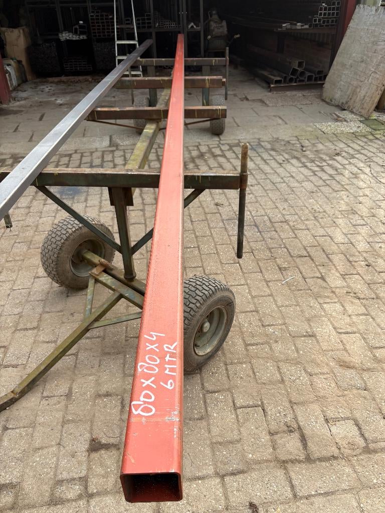 hekwerkpaal Gemeniede koker  80 x 80 x 4   lengte 6 meter, Tuin en Terras, Tuinpoorten, Ophalen, 200 cm of meer, Nieuw, 200 cm of meer