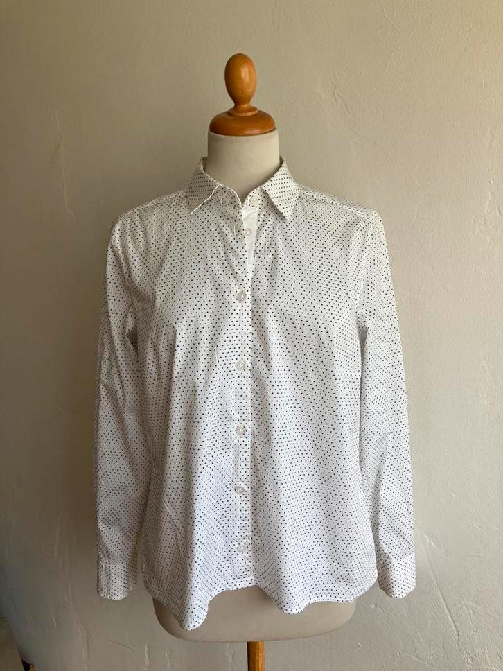 Polkadot blouse Seidensticker, mt 42, katoen, Kleding | Dames, Blouses en Tunieken, Gedragen, Maat 42/44 (L), Wit, Ophalen of Verzenden