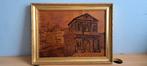 Delftse Poort Rotterdam hout ingelegd marqueterie schilderij, Antiek en Kunst, Kunst | Schilderijen | Klassiek, Ophalen of Verzenden