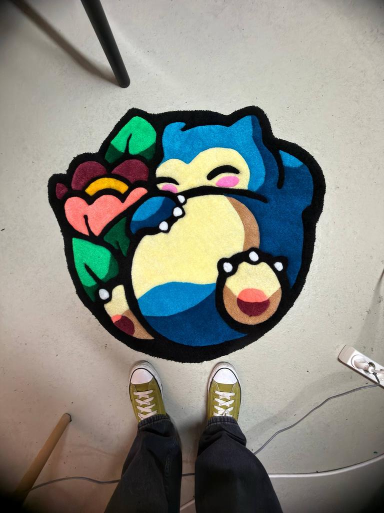 Handgemaakt Snorlax vloerkleed | Tufting | 89 cm, Blauw, Nieuw, Overige vormen, 50 tot 100 cm
