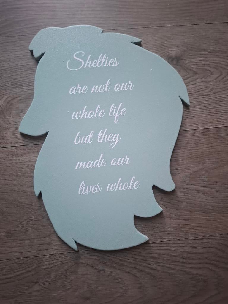 Tekstbord Sheltie hoofd met inspirerende tekst, Ophalen of Verzenden, Nieuw