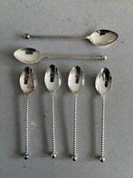 6 AH verzilverde theelepels met gedraaide steel, Huis en Inrichting, Keuken | Bestek, Ophalen of Verzenden, Zo goed als nieuw