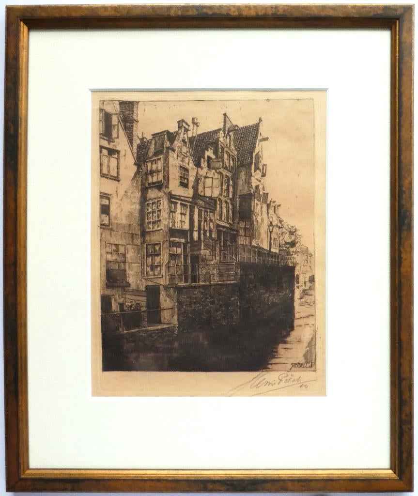 Ets van Henri Pieck, tweelingbroer van Anton Pieck., Antiek en Kunst, Ophalen of Verzenden
