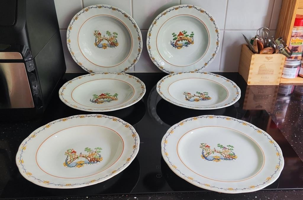 Rörstrand Mah-Jong 5x diep bord, 1x dinerbord, 1951-1954, Antiek en Kunst, Ophalen of Verzenden