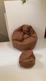 Lederen zitzak met poefje, Huis en Inrichting, Zitzakken, Ophalen, Gebruikt