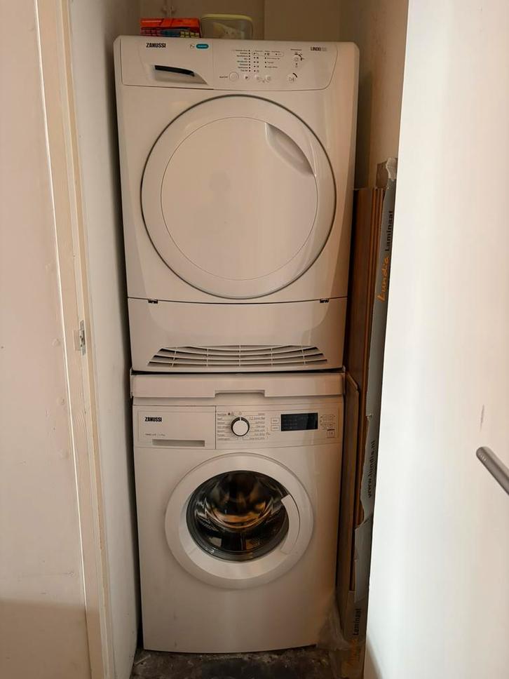 Zanussi wasmachine + Zanussi Lindo100 droger, werken perfect, Witgoed en Apparatuur, Wasdrogers, Zo goed als nieuw, Condens, 6 tot 8 kg