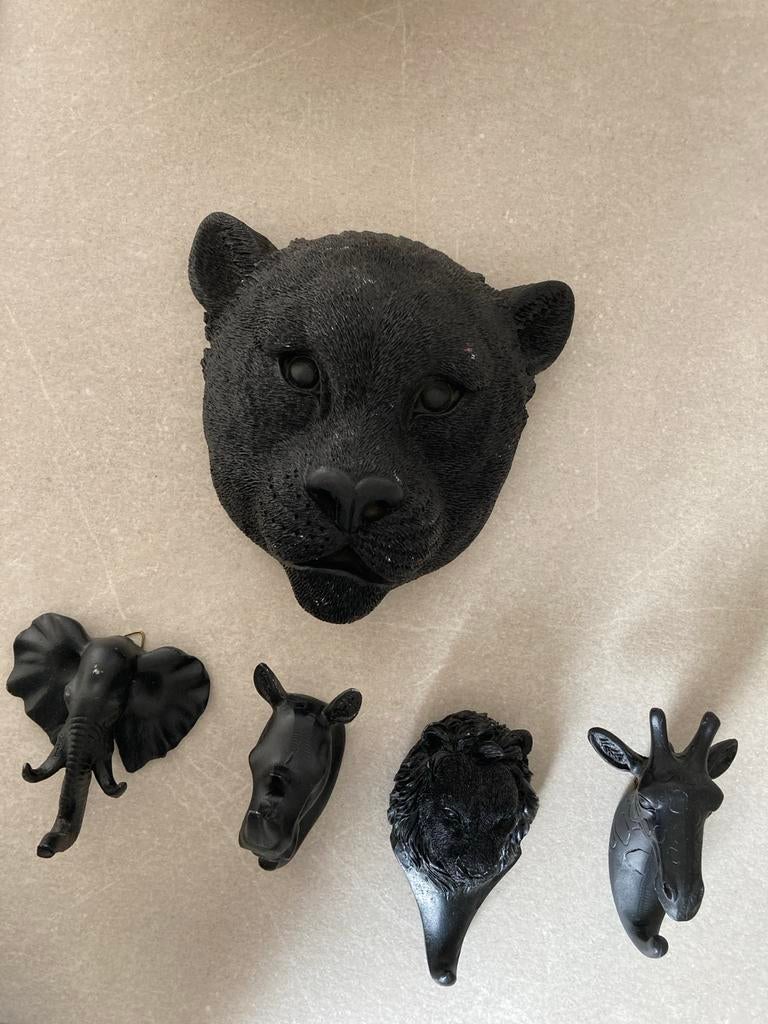 4 Kapstokhaken en Panter Wanddecoratie, Ophalen of Verzenden, Gebruikt
