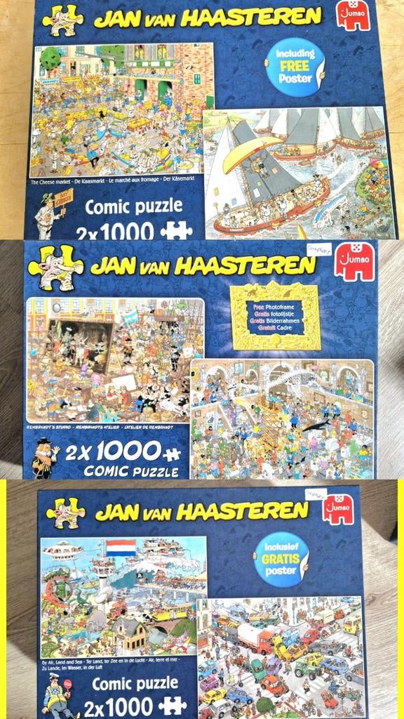 6 complete JAN VAN HAASTEREN  Legpuzzels, Ophalen of Verzenden, 500 t/m 1500 stukjes, Zo goed als nieuw, Legpuzzel