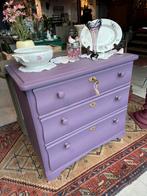 Brocante ladekast - commode - paars - chabby chic, Huis en Inrichting, Kasten | Ladekasten, Ophalen, 50 tot 100 cm, Zo goed als nieuw