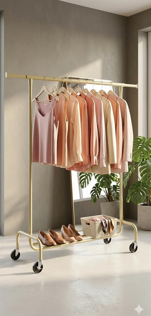 Gouden kledingrek op wieltjes, Kleding | Dames, Kledingrekken, Zo goed als nieuw, Met wielen, Ophalen of Verzenden