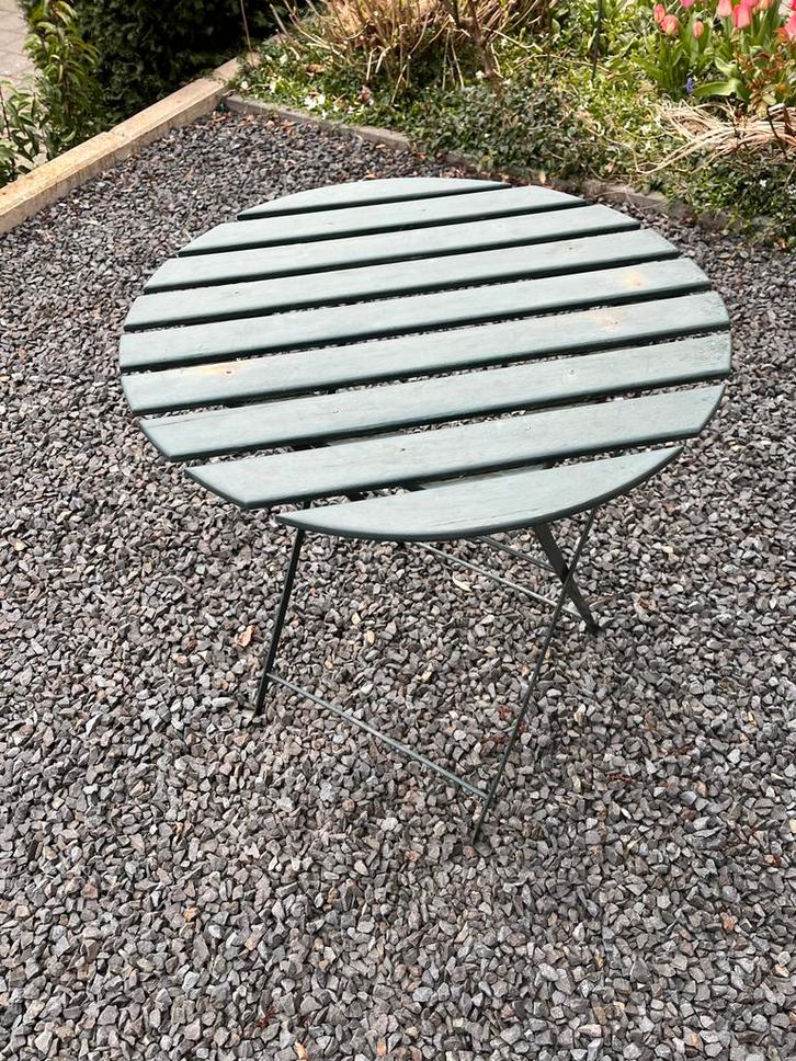 Bistro tafel (opknapper) - Groen, rond, Tuin en Terras, Tuintafels, Gebruikt, Rond, Metaal, Ophalen