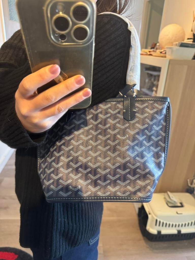 Goyard Bag Navy Blue Mini Tote Bag, Ophalen of Verzenden, Nieuw, Blauw, Shopper