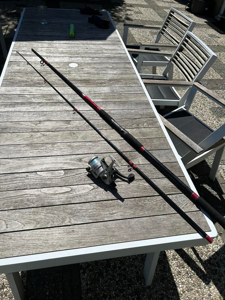 Karperhengel 3.30m met molen SPRO, Watersport en Boten, Hengelsport | Zeevissen, Ophalen, Gebruikt, Complete set
