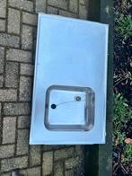 RVS aanrechtblad met spoelbak voor buitenkeuken, Gebruikt, Overige typen, Ophalen of Verzenden, Grijs