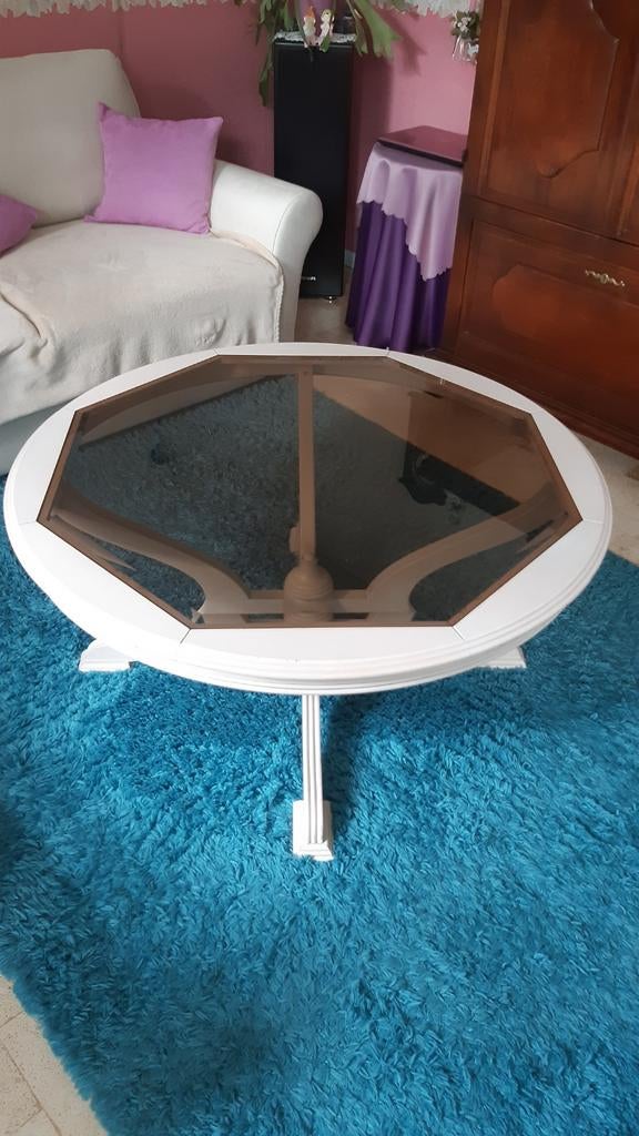 Ronde witte salontafel!, 100 tot 150 cm, Rond, Zo goed als nieuw, Minder dan 50 cm