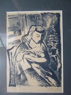Jean Nies, litho of lino afdruk, echtgenote Jean met kind, Ophalen of Verzenden