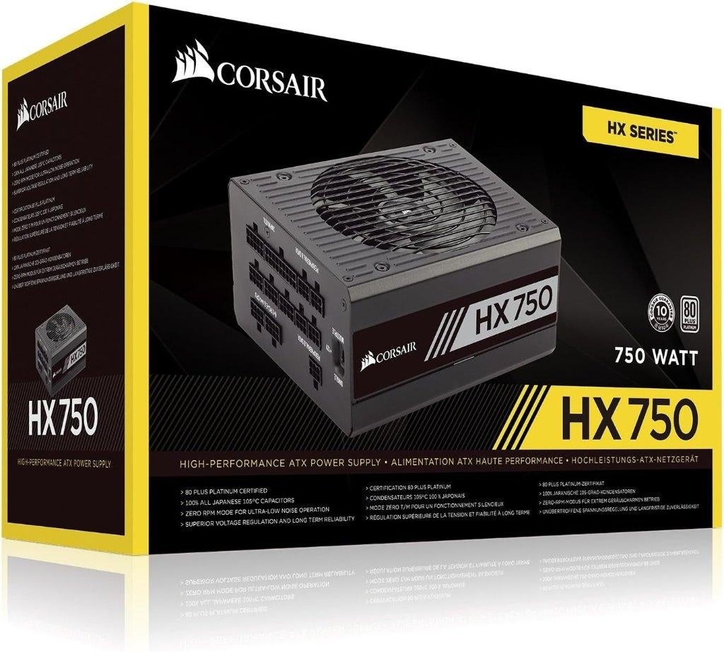 Corsair HX Series HX750 750 W 80 Plus Platinum, Computers en Software, Interne voedingen, Ophalen of Verzenden, Zo goed als nieuw