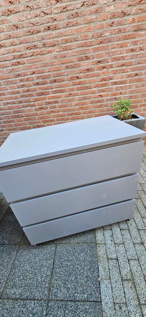 2x IKEA Malm ladekasten grijs, Gebruikt, 3 of 4 laden, Minder dan 100 cm, 25 tot 50 cm