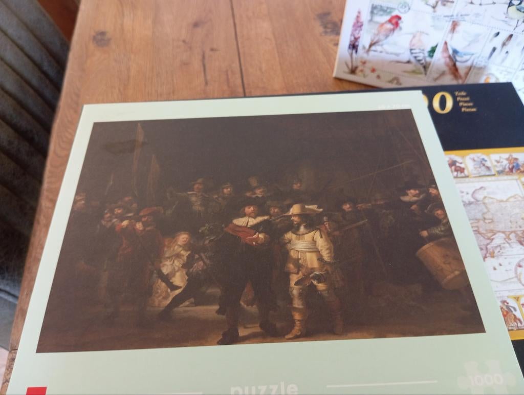 3 puzzels van 1000 stukjes, Nachtwacht, Mona Lisa, Hobby en Vrije tijd, Denksport en Puzzels, Ophalen of Verzenden, 500 t/m 1500 stukjes