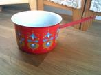 Frans vintage emaille rood "gebloemd" pannetje, Ophalen of Verzenden