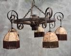 Wagenwiellamp chandelier kroonluchter brutalist, Ophalen, Gebruikt, Hout