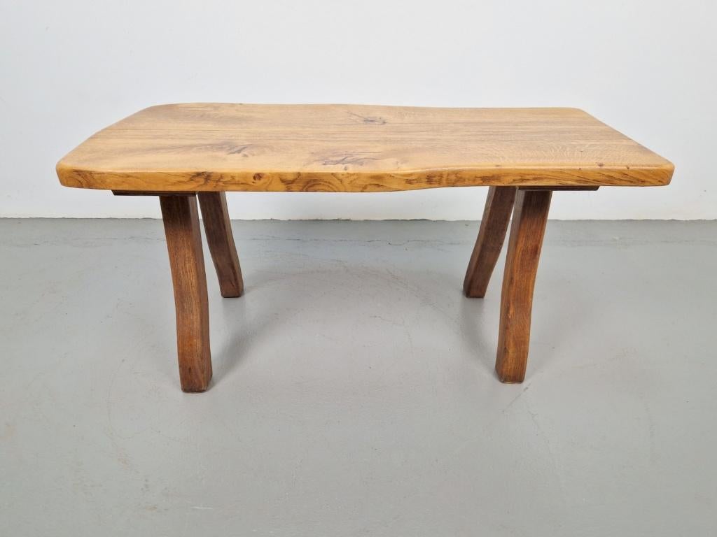 brutalist boomstam bank bijzettafel side table eiken 1960, Ophalen of Verzenden