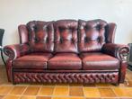 MOET WEG!! Vintage Leren Chesterfield Bank - 3-zits, Ophalen, Driepersoons, Zo goed als nieuw, Rechte bank