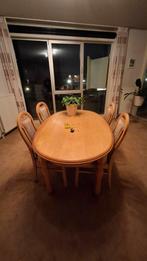 Tafel + 4 stoelen eetkamer, eiken, Ophalen, Gebruikt, 4 tot 6 stoelen