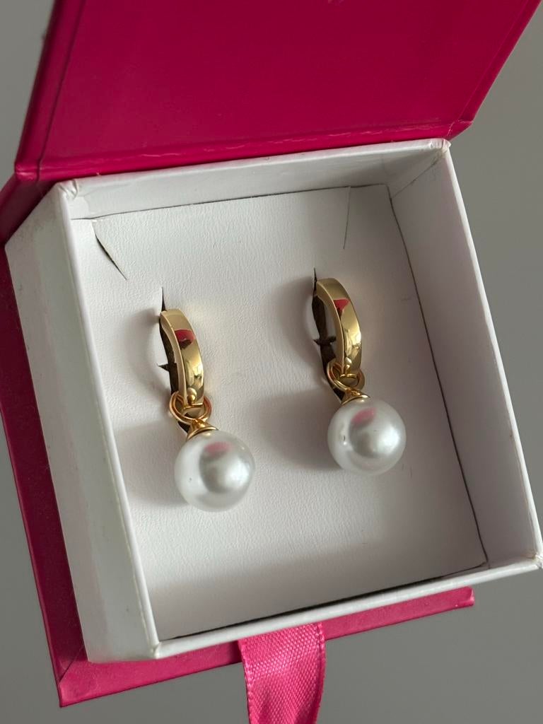 Zinzi oorbellen met parel hangers, Hangers, Nieuw, Ophalen of Verzenden, Goud