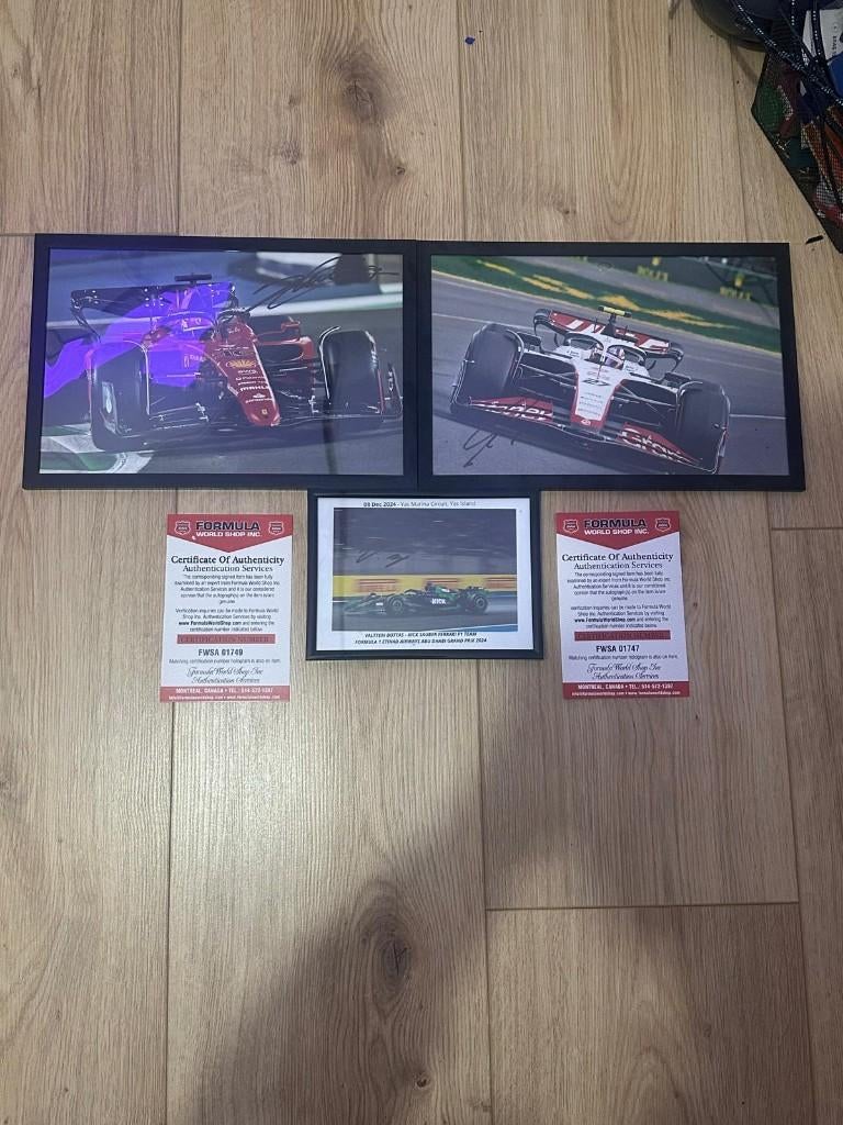 F1 gesigneerde foto’s Leclerc, Bottas & Hülkenberg, Verzenden, Nieuw, Formule 1
