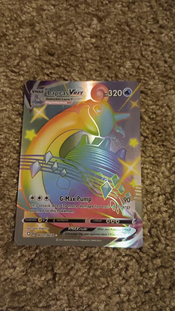 Lapras vmax, Ophalen of Verzenden, Zo goed als nieuw, Losse kaart, Foil