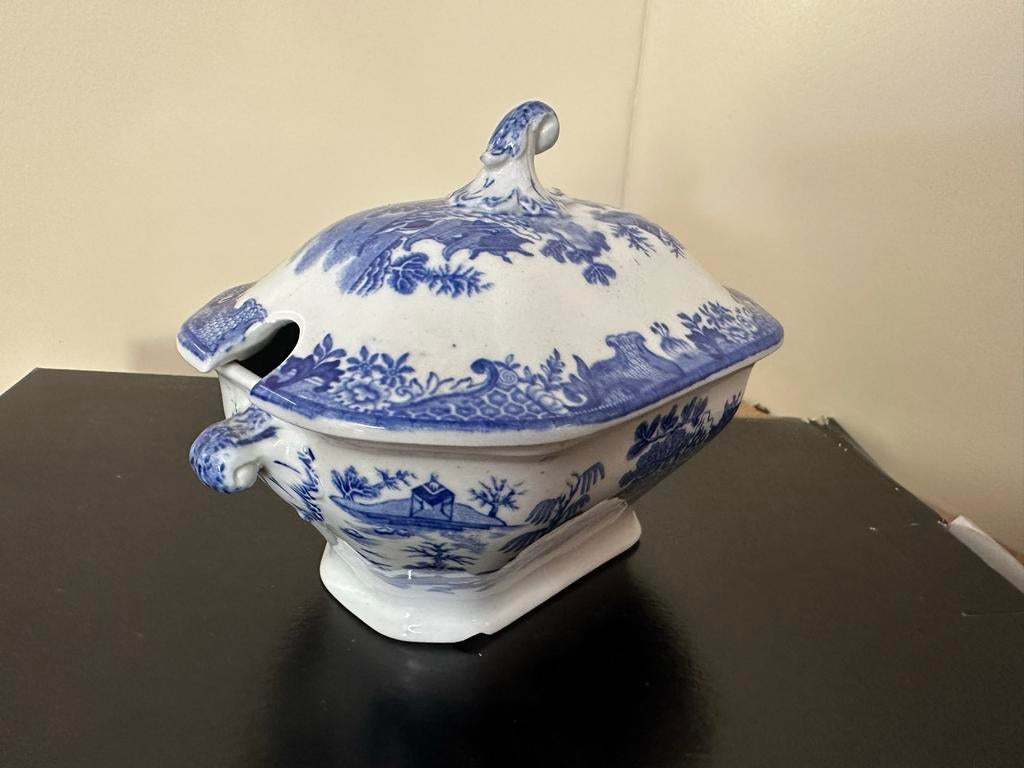 Antieke Mason's Ironstone China Terrine - Blauw/Wit, Ophalen of Verzenden