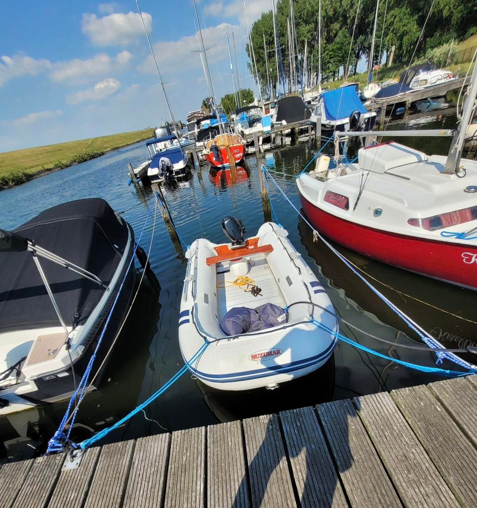 Suzumar rubberboot met Mercuri 6 PK motor met trailer, Watersport en Boten, Rubberboten, Aluminium, Gebruikt, Benzine, Minder dan 70 pk