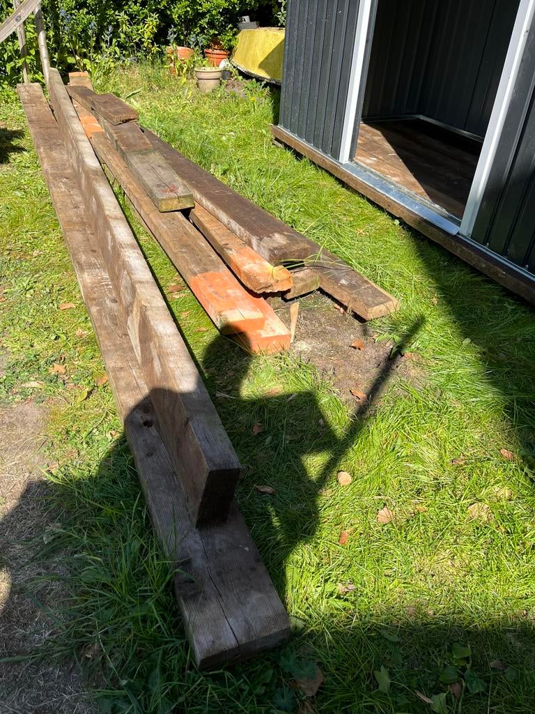 Houten vloerbalken, Doe-het-zelf en Verbouw, Ophalen, Gebruikt, Balk, 50 mm of meer