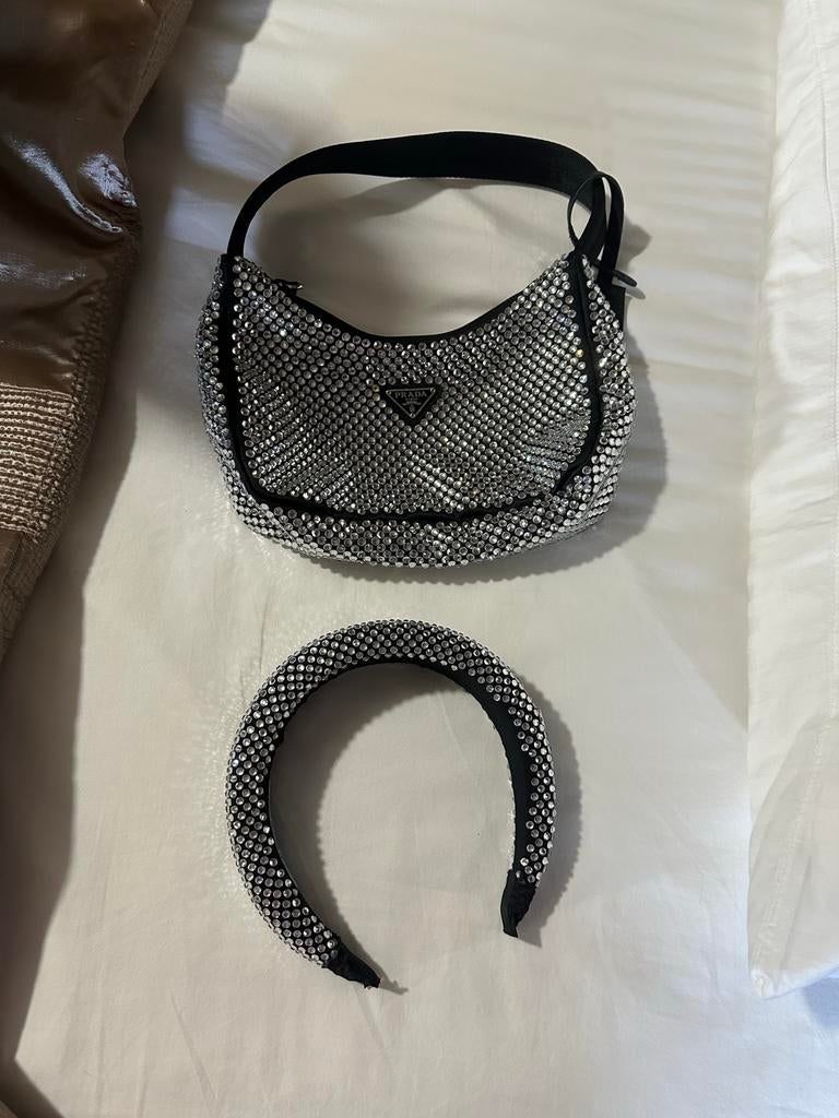 Prada tas met prada diadeem, Sieraden, Tassen en Uiterlijk, Tassen | Damestassen, Ophalen of Verzenden, Zo goed als nieuw, Zwart